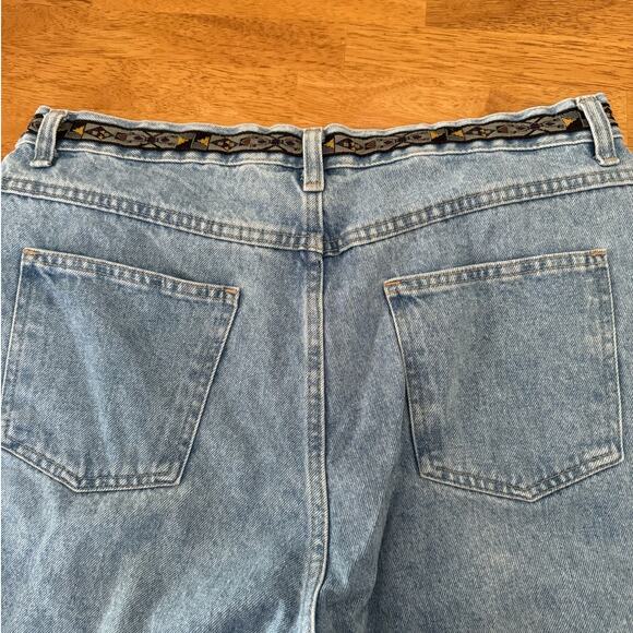 Vintage Y2K Bill Blass Cropped Jeans Purple Ribbon Trim Womens Size 12 Retro - Picture 9 of 11